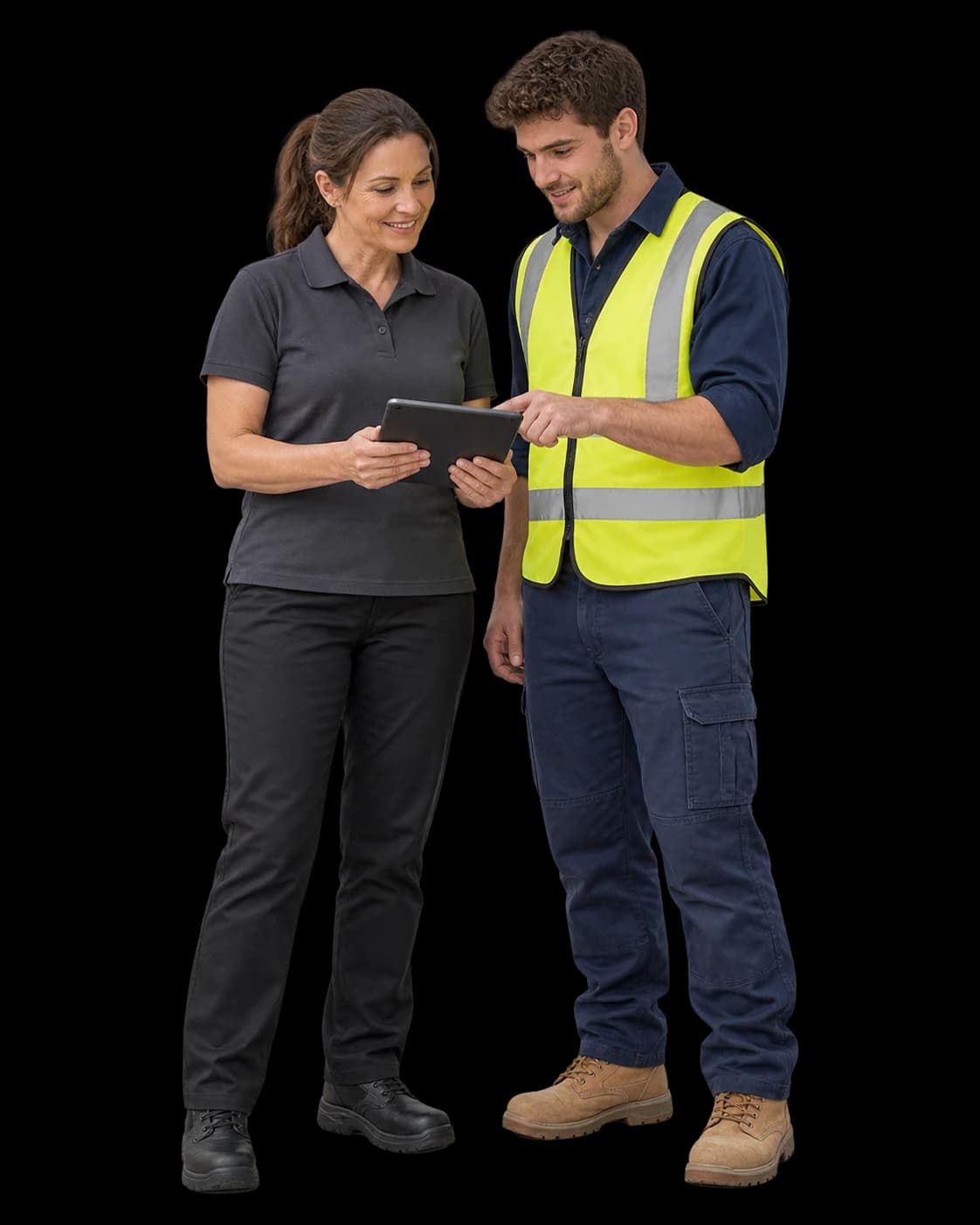 A trainer and an adult learner reviewing their training together